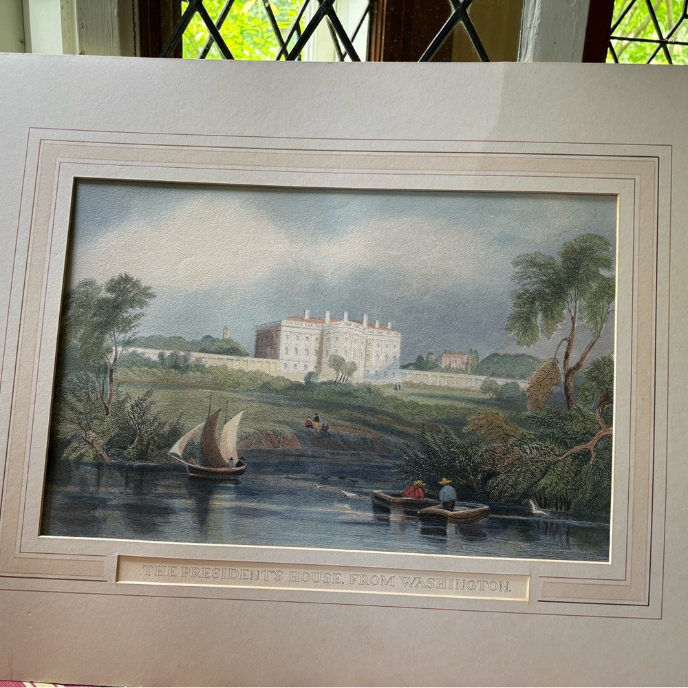 Hand Colored Lithograph ‘The President’s House, From Washington’